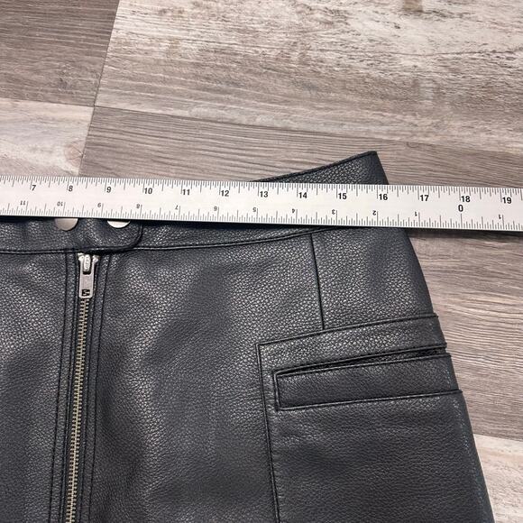 Free People Black Gray Womens 10 Full Front Zip Faux Leather A Line‎ Mini Skirt - Picture 7 of 9